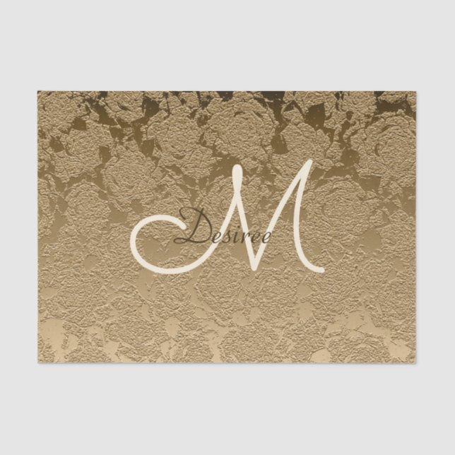 Papier Mousseline Monogramme Or Élégante Fille moderne (Recto)