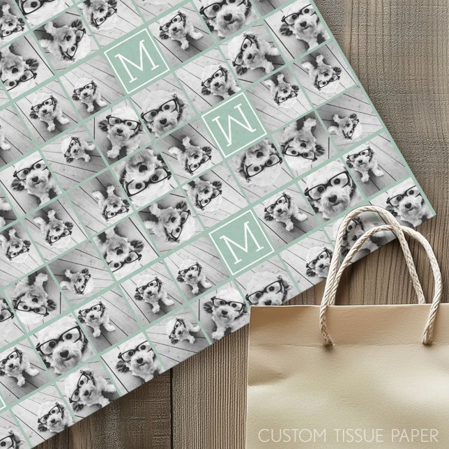 Papier Mousseline Monogramme personnalisé photo Collage de photo uni (Custom Tissue Paper)