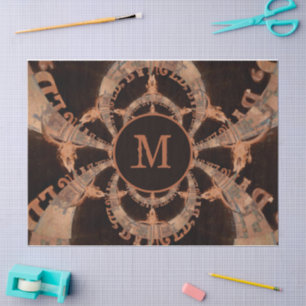 Papier Mousseline Monogramme rustique de Sepia Vintage de Western Bu