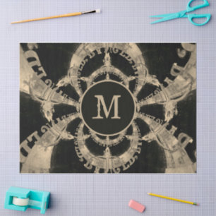 Papier Mousseline Monogramme rustique de Sepia Vintage de Western Bu