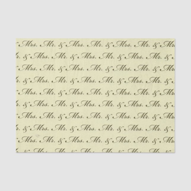 Papier Mousseline Monsieur et Madame Mariage élégant mariée et marié (Recto)