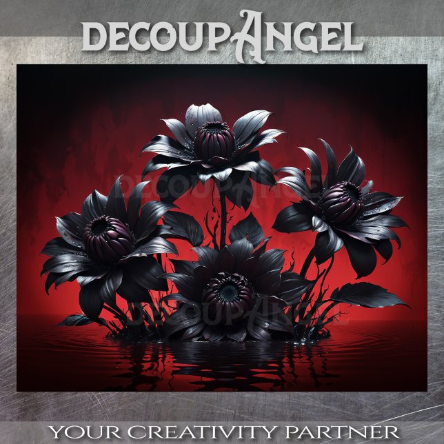 Papier Mousseline Montée des pétales noirs - Découpage (Créateur téléchargé)