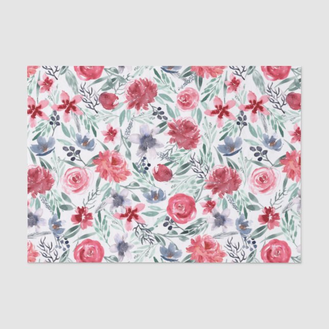Papier Mousseline Moody Watercolor Florals (Recto)