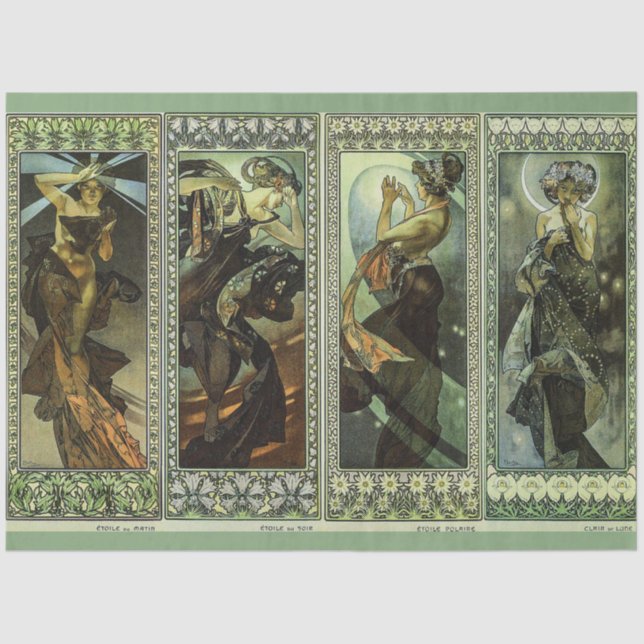 Papier Mousseline Moon and Stars by Alphonse Mucha (Recto)