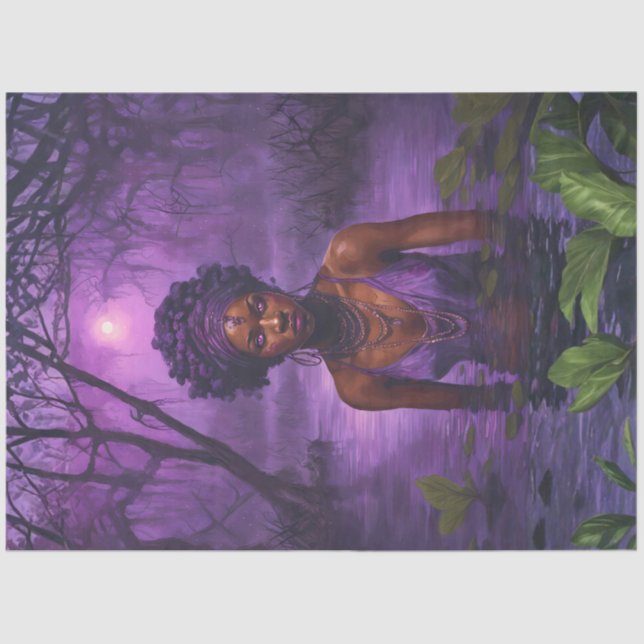 Papier Mousseline Moonlit Bayou Voodoo Witch – Gothic Decoupage (Recto)