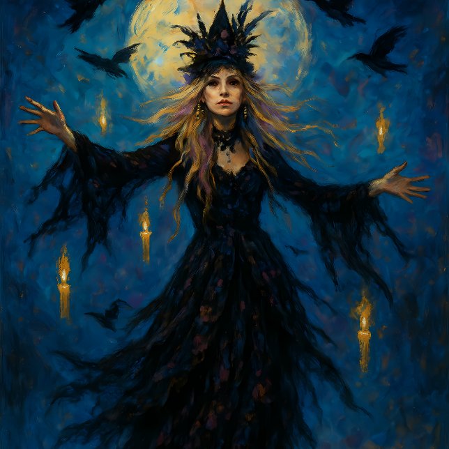 Papier Mousseline Moonlit Sorceress – Mystical Witch Decoupage Paper (Créateur téléchargé)