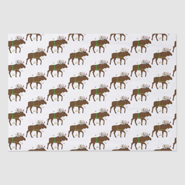 Papier Mousseline Moose Décoré pour les Fêtes (Recto)