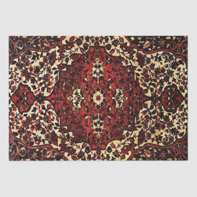 Papier Mousseline Moquette persane look rouge foncé et crème  (Recto)