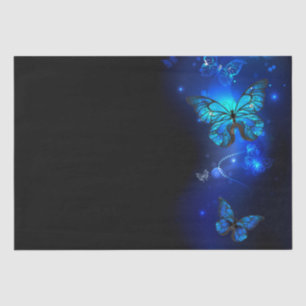 Papier Mousseline Morpho Butterfly in the Dark Background
