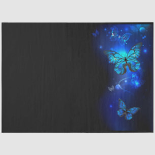 Papier Mousseline Morpho Butterfly in the Dark Background