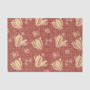 Papier Mousseline Morris Inspiré Lily Flower Botanique Rouge Textile