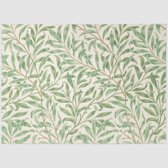 Papier Mousseline Morris - Motif feuilles et branches de saule antiq (Recto)