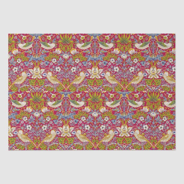 Papier Mousseline Morris Red Arrière - plan Strawberry Thief Motif (Recto)