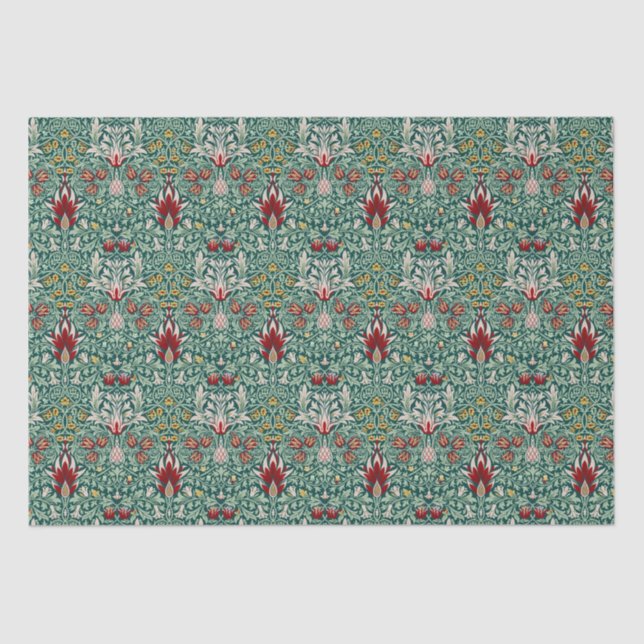 Papier Mousseline Morris Snakeshead Floral Classique Botanique Vert (Recto)