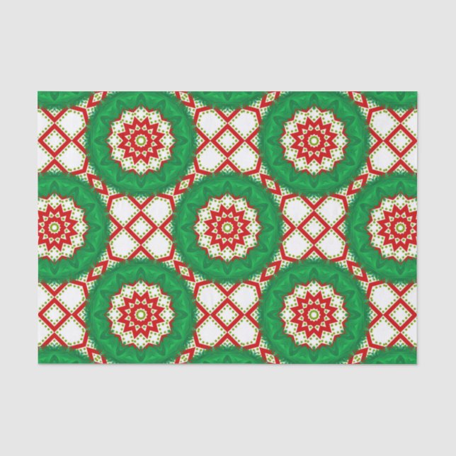 Papier Mousseline Mosaïque de Noël classique saisonnière Motif géomé (Recto)
