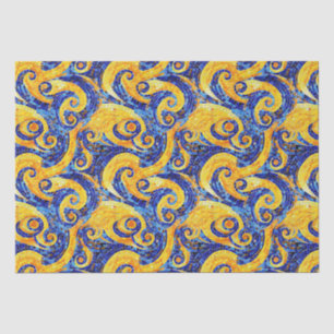 Papier Mousseline Mosaique de verre étoilé jaune et bleu pour nuit é