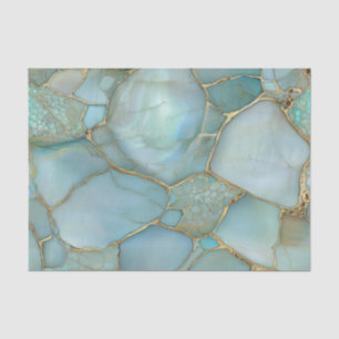 Papier Mousseline Mosaïque dorée de géode d'agate turquoise élégante