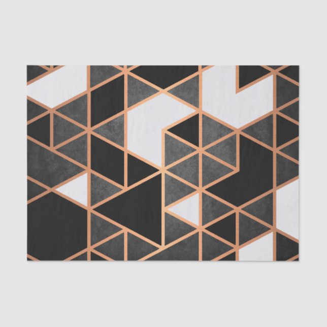 Papier Mousseline Mosaïque noire blanche et dorée (Recto)