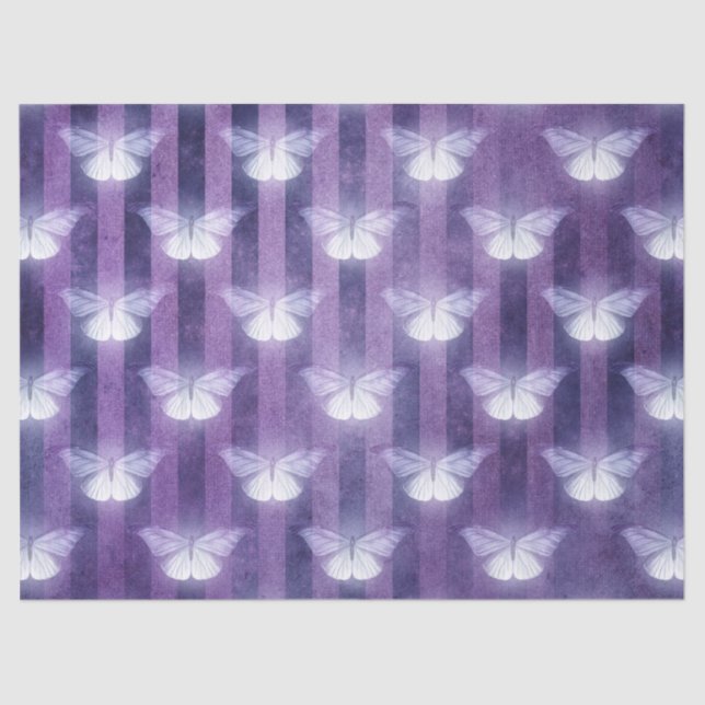 Papier Mousseline Moth blanc violet rayé motif mystique (Recto)
