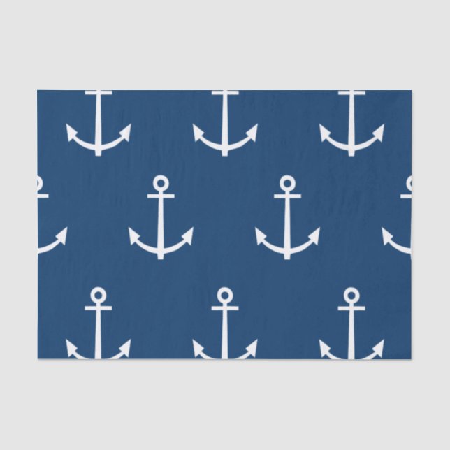 Papier Mousseline Motif 1 d'Ancres de bleu marine (Recto)
