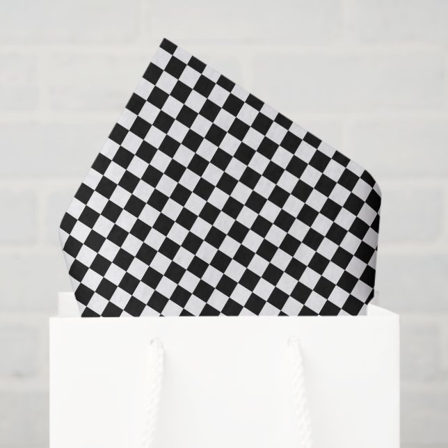 Papier Mousseline Motif à carreaux noir et blanc (Sac cadeau)