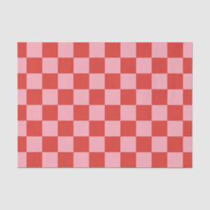 Papier Mousseline Motif à carreaux rouge et rose