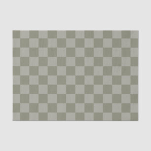 Papier Mousseline Motif à carreaux vert olive et gris
