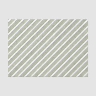Papier Mousseline Motif à cinq bandes vert et blanc olive