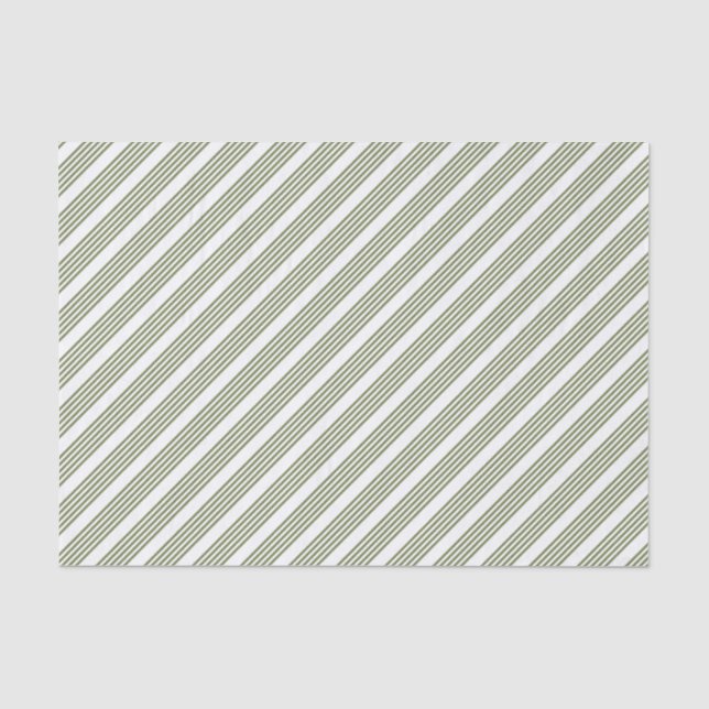 Papier Mousseline Motif à cinq bandes vert et blanc olive (Recto)