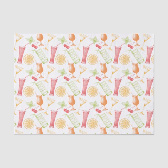 Papier Mousseline Motif à cocktails croisés (Recto)