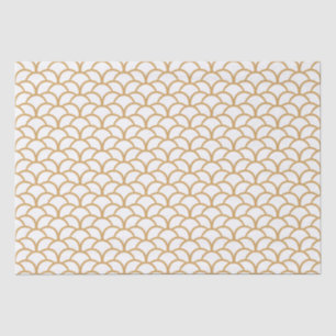 Papier Mousseline Motif à l'échelle de poisson Art déco or et blanc