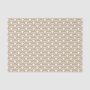 Papier Mousseline Motif à l'échelle de poisson Art déco or et blanc