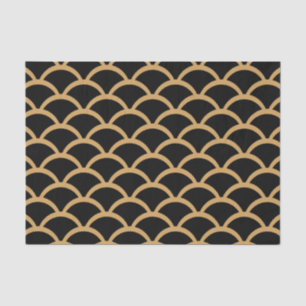 Papier Mousseline Motif à l'échelle de poissons Gold et Black Art Dé