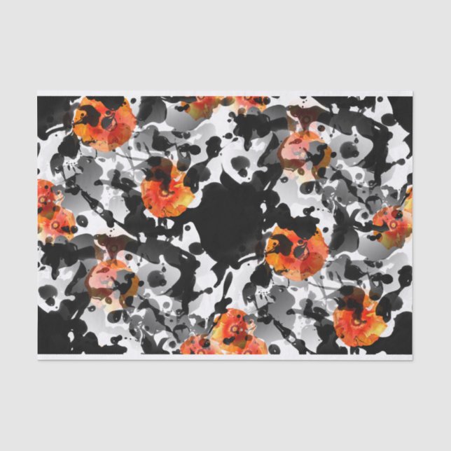 Papier Mousseline Motif À L'ENCRE NOIRE et de PAVOTS + votre backgr. (Recto)