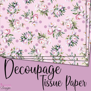 Papier Mousseline Motif à points de pivoines roses aquarelle romanti