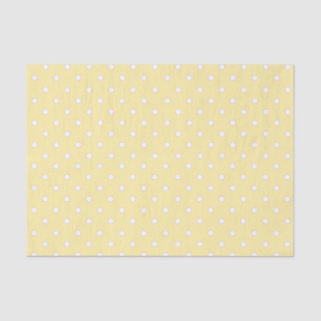 Papier Mousseline Motif à points Polka Jaune (Recto)