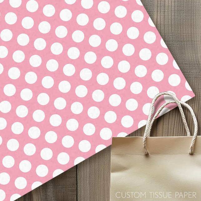 Papier Mousseline Motif à points polka mignon avec points blancs (Custom Tissue Paper)
