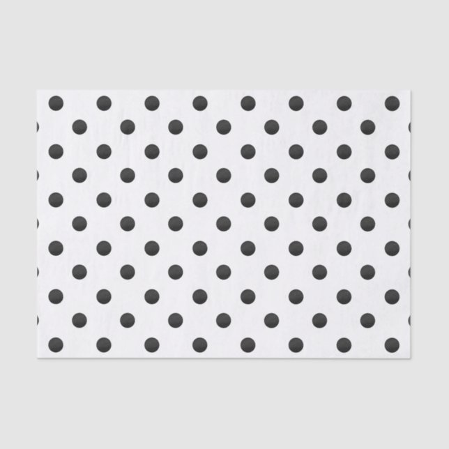 Papier Mousseline Motif à points Polka noir et blanc (Recto)