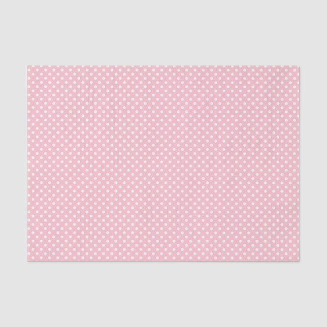 Papier Mousseline Motif à points polka rose pâle et blanc (Recto)