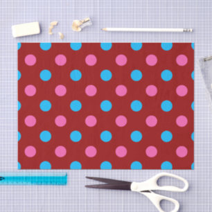 Papier Mousseline Motif à pois rouge rose bleu
