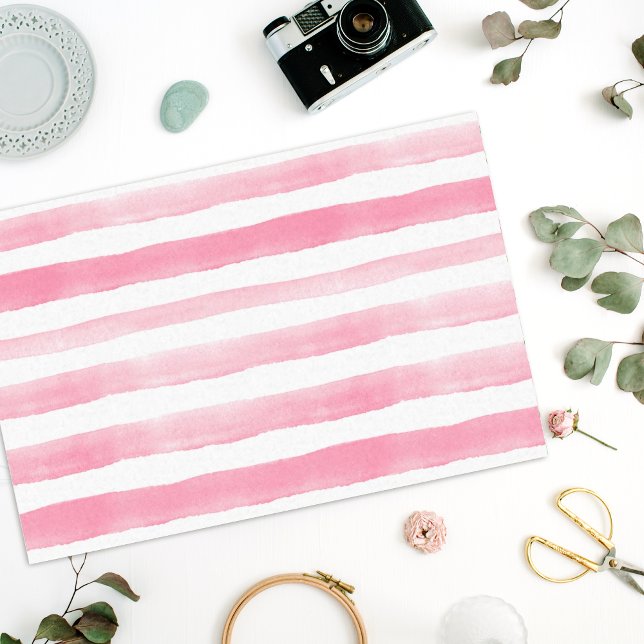 Papier Mousseline Motif à rayures rose aquarelle (Créateur téléchargé)