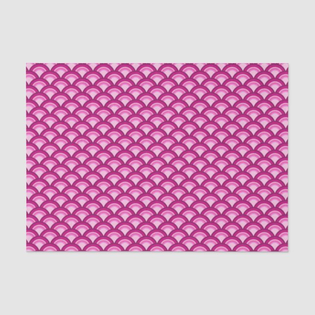 Papier Mousseline Motif à vagues Art déco - magenta et rose (Recto)