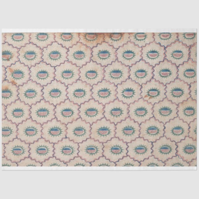 Papier Mousseline Motif Abstrait avec lignes courbes et points papie (Recto)