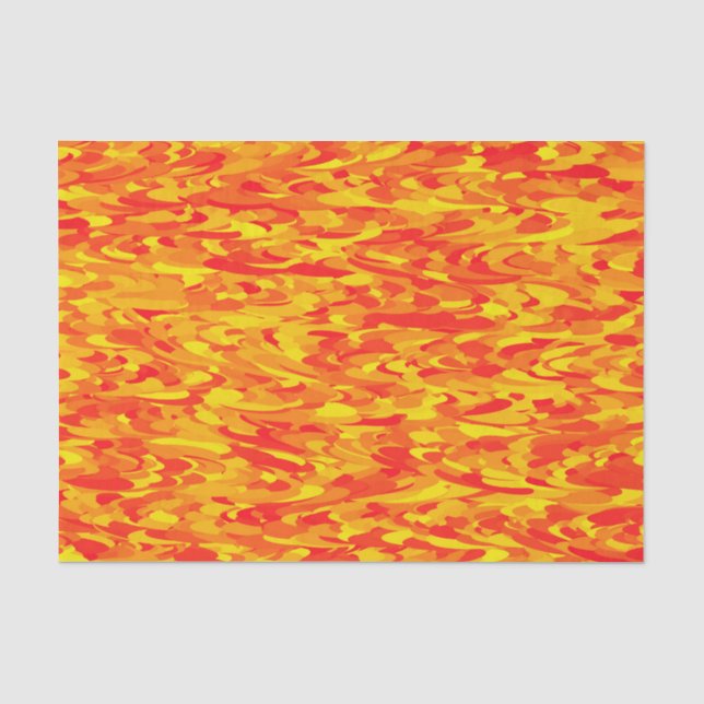 Papier Mousseline Motif Abstrait orange rouge jaune (Recto)