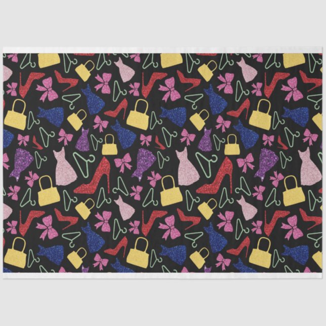 Papier Mousseline Motif Accessoires de mode de shopping  (Recto)