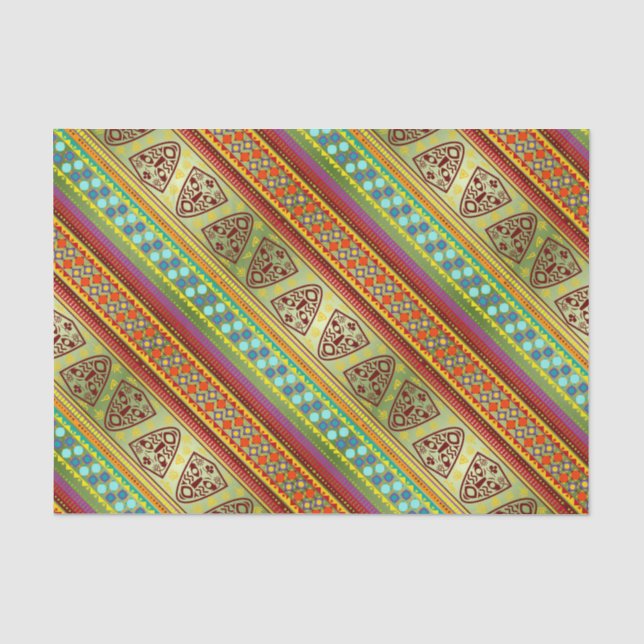 Papier Mousseline Motif africain coloré de Kente de rayure de (Recto)