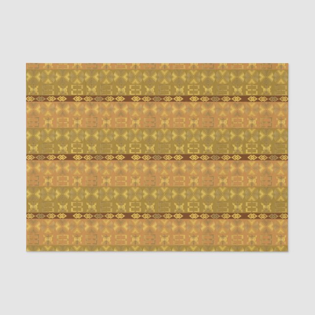 Papier Mousseline motif africain ethnique avec des simbols d'Adinkra (Recto)