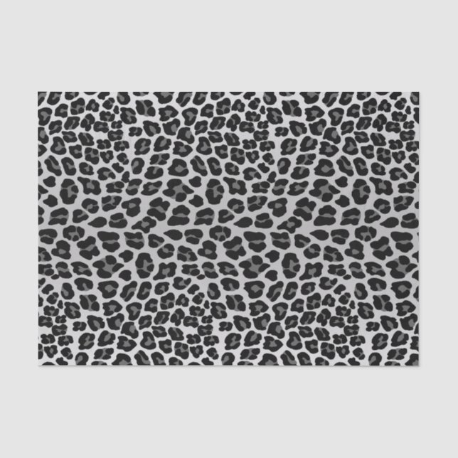 Papier Mousseline Motif animal de léopard de neige blanc noir (Recto)