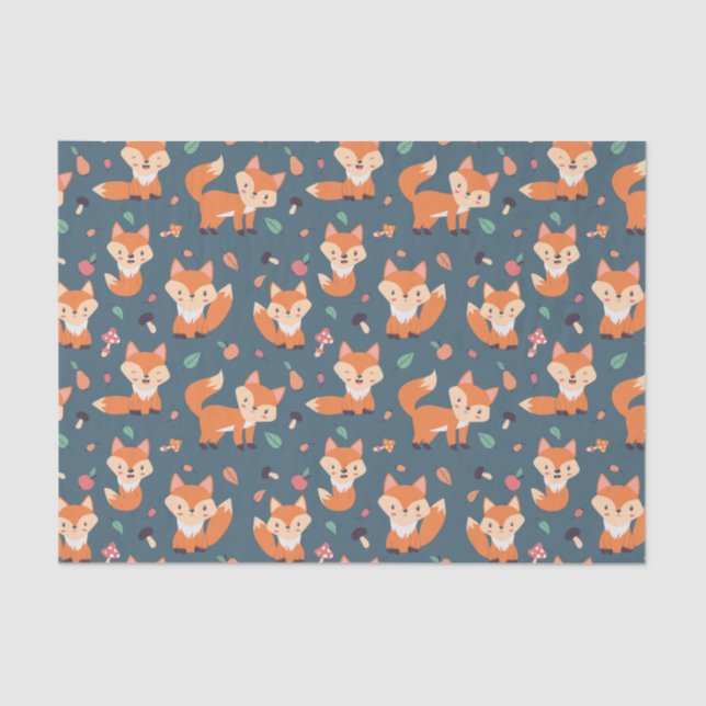 Papier Mousseline Motif animal du renard orange (Recto)