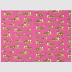 Papier Mousseline Motif animal du tigre de la jungle rose orange